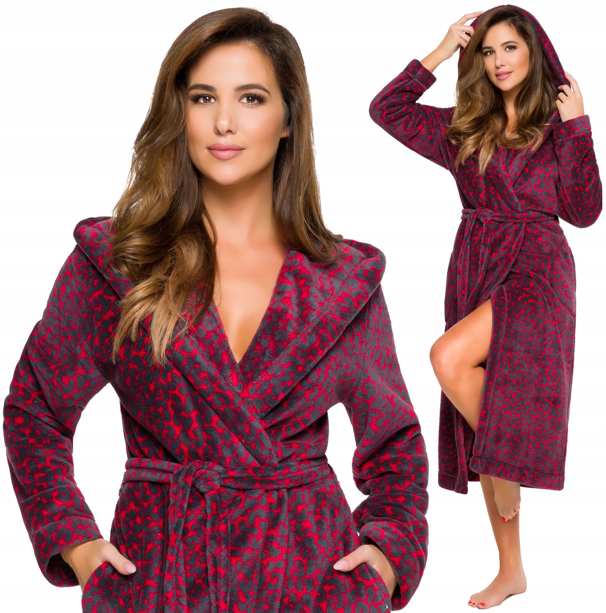 DŁUGI CIEPŁY PUCHOWY DAMSKI SZLAFROK PODOMKA M