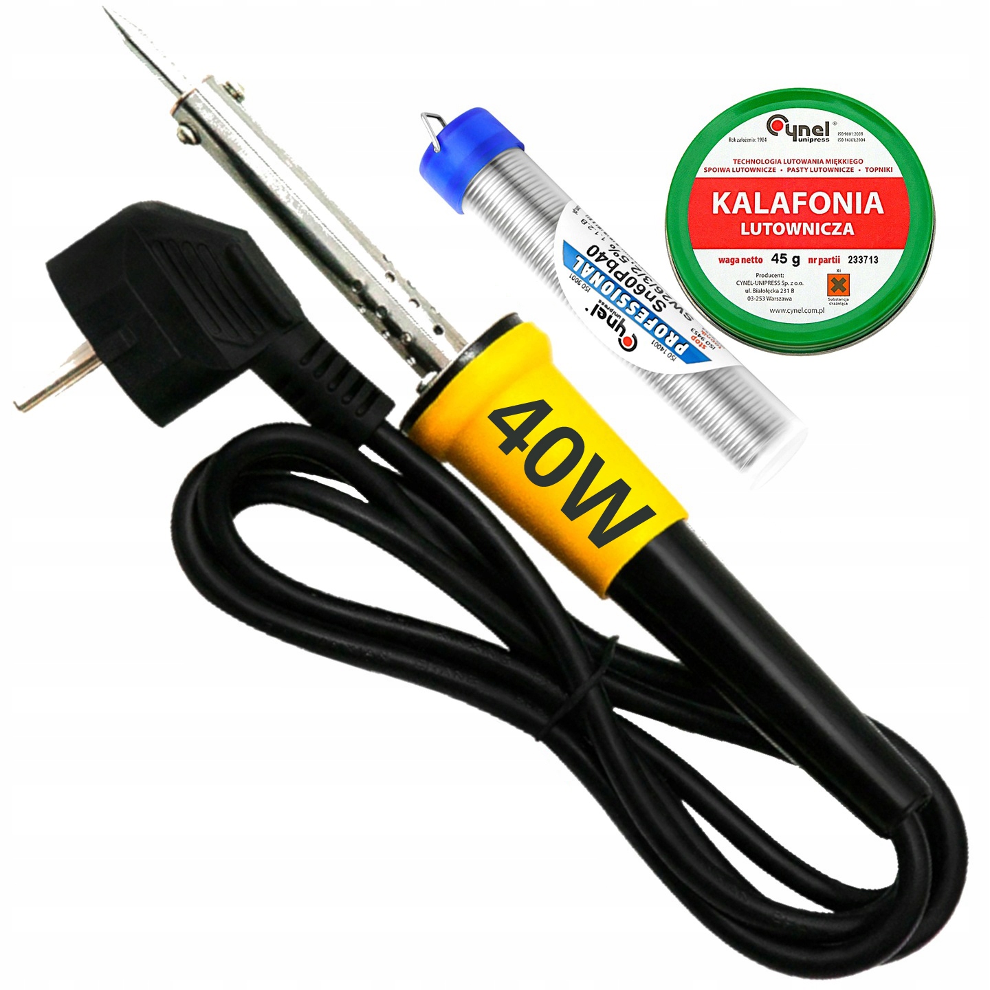 

Zestaw Lutownica kolbowa 40W 230V Cyna Kalafonia