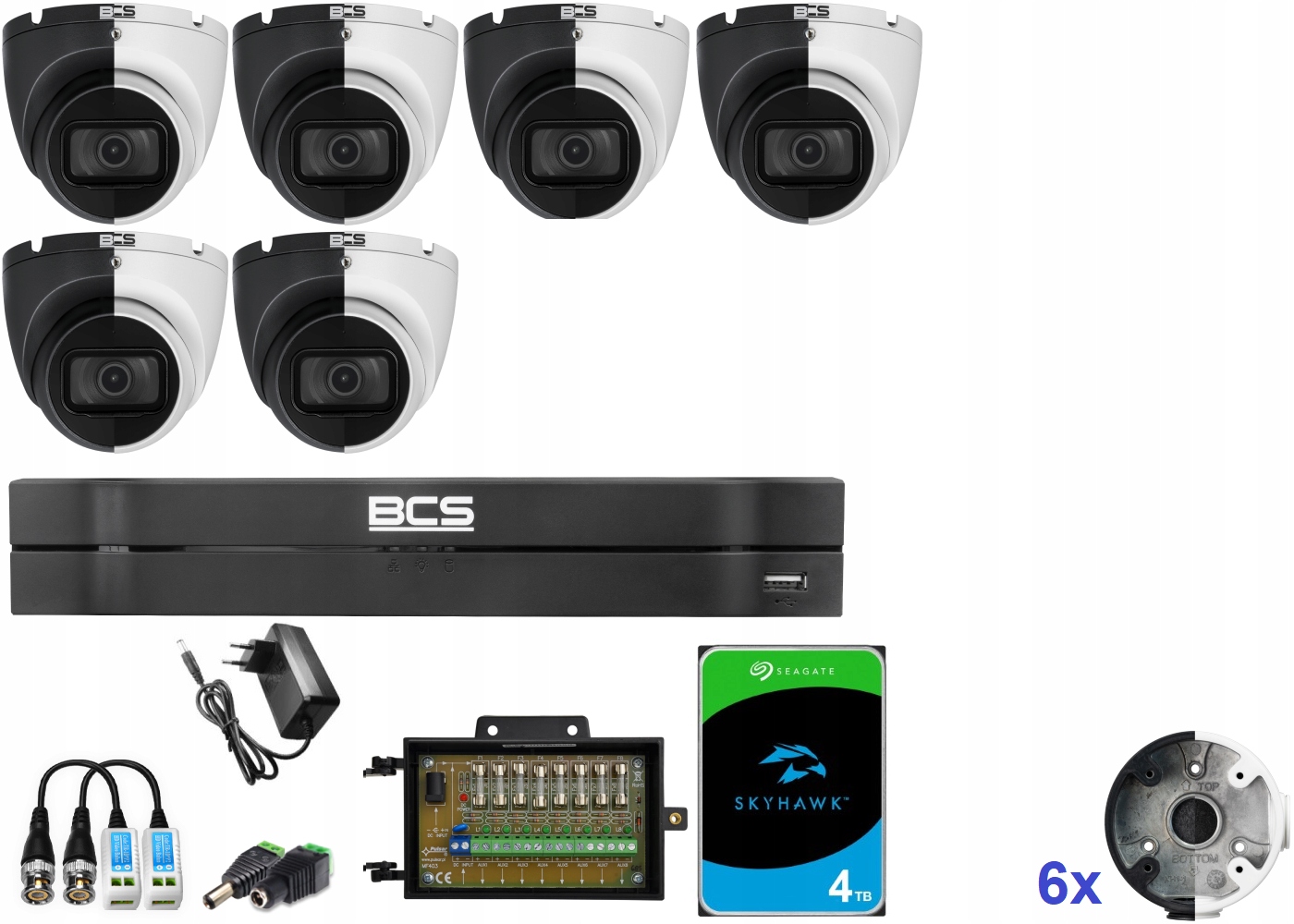 Zestaw Do Monitoringu 6 Kamer Analog BCS-EA15FSR3 Dom Sklep Firma Cctv 5Mpx