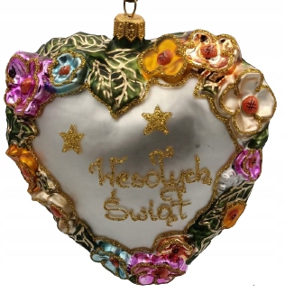 

Bombki Choinkowe Szklane Serce kwiaty 12cm