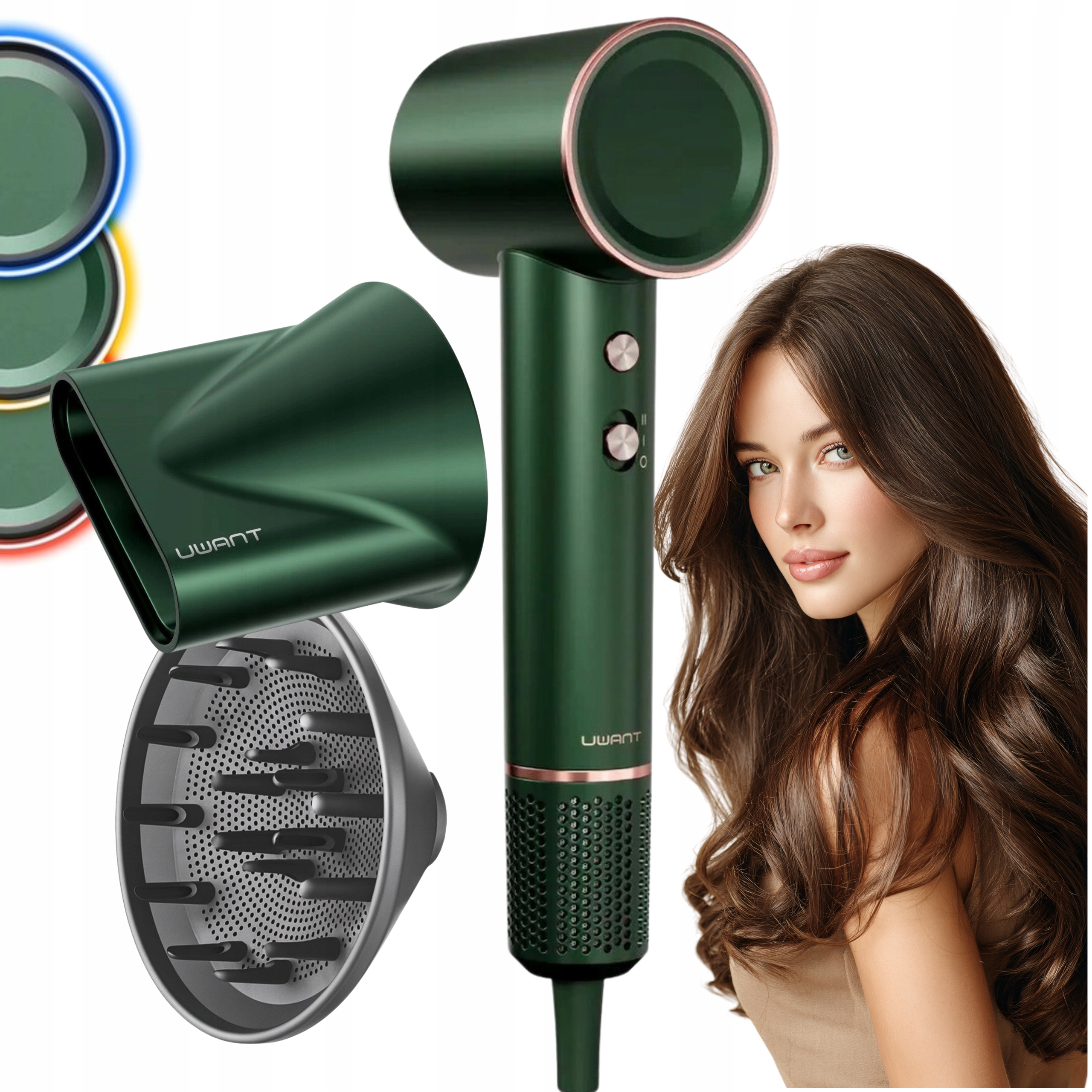 Vysoušeč Vlasů S Ionizací Difuzorem Tryska Studený Vzduch 1500 W