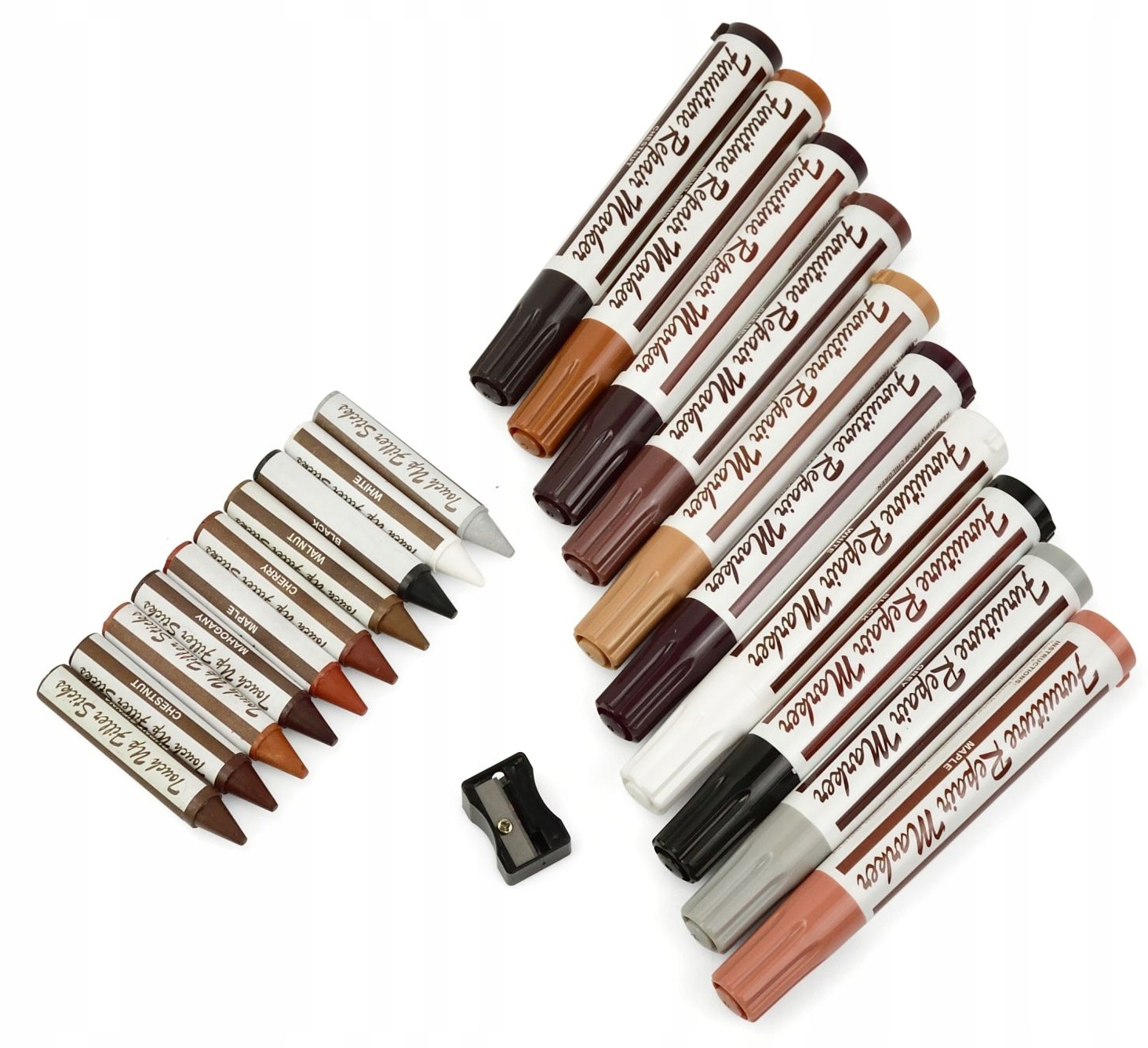 DUŻY ZESTAW DO NAPRAWY PANELI MEBLI DRZWI DREWNA PODŁOGI RYS MARKERY WOSKI Marka Geko