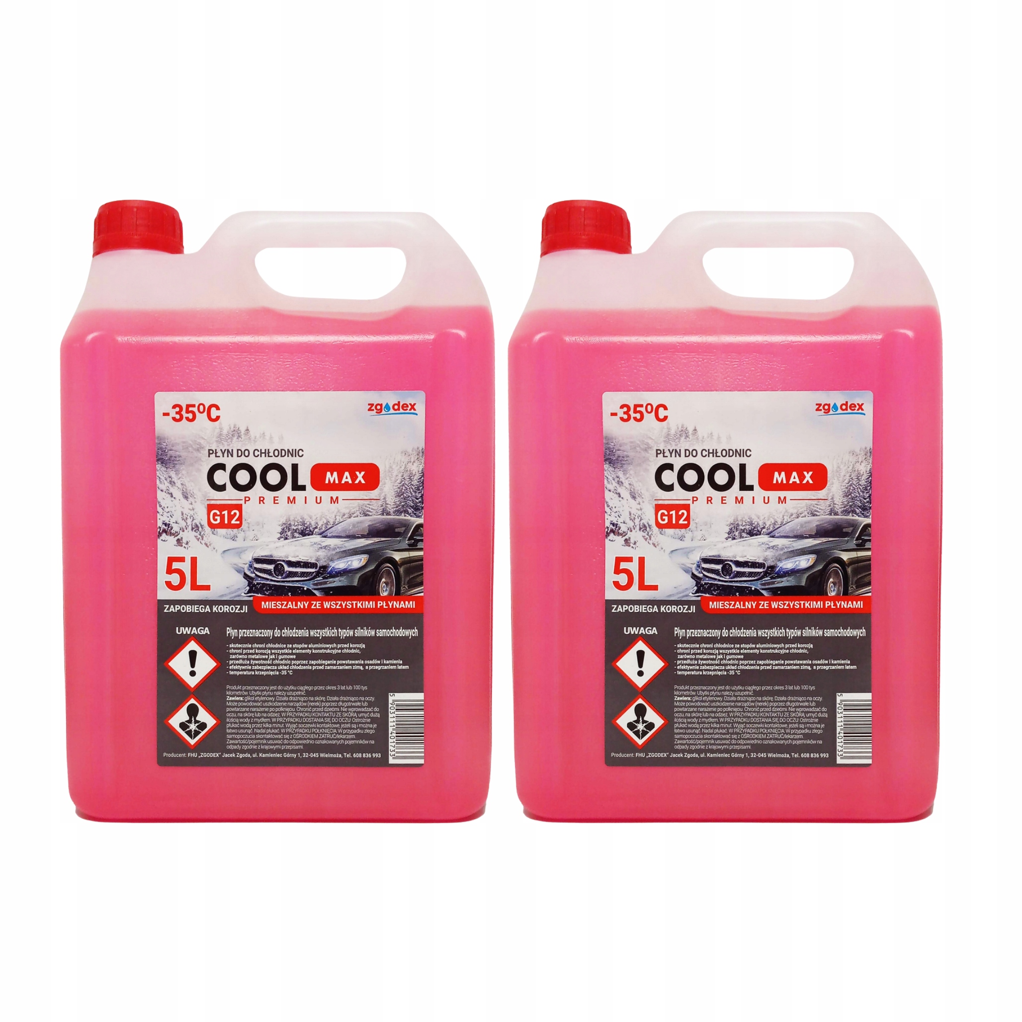 Zestaw Płyn chłodniczy różowy G12 do chłodnic w samochodzie 2 sztuki -35 5L
