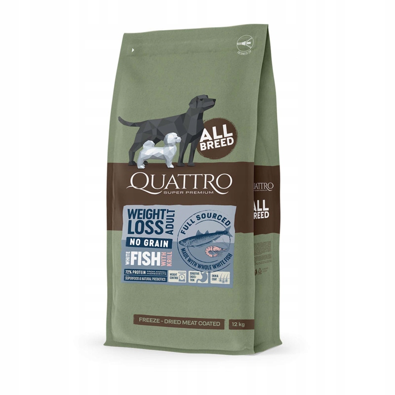 Levně Quattro – Ryba s Krylem – Pro dospělé psy s nadváhou – 3 kg