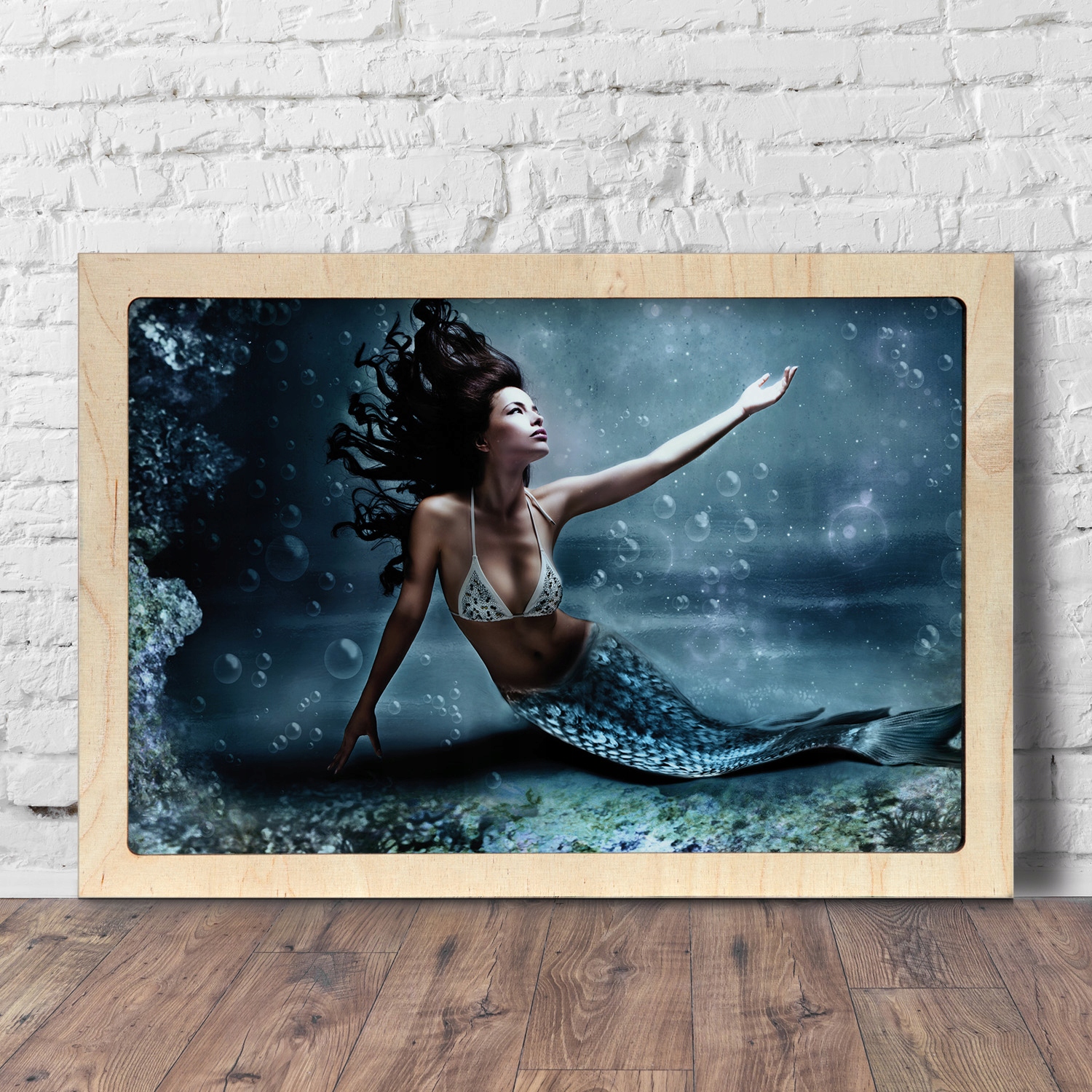 Obraz s rámečkem do obývacího pokoje Syrena oceán útes 60x40