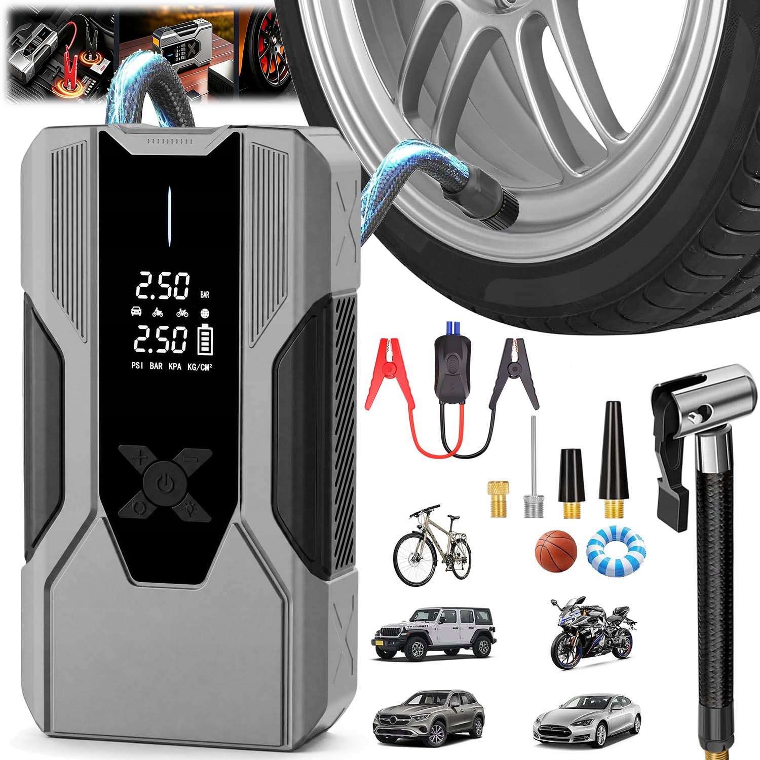 Štartér Do Auta Powerbank Autoštartovacie Zariadenie Jump Starter LCD