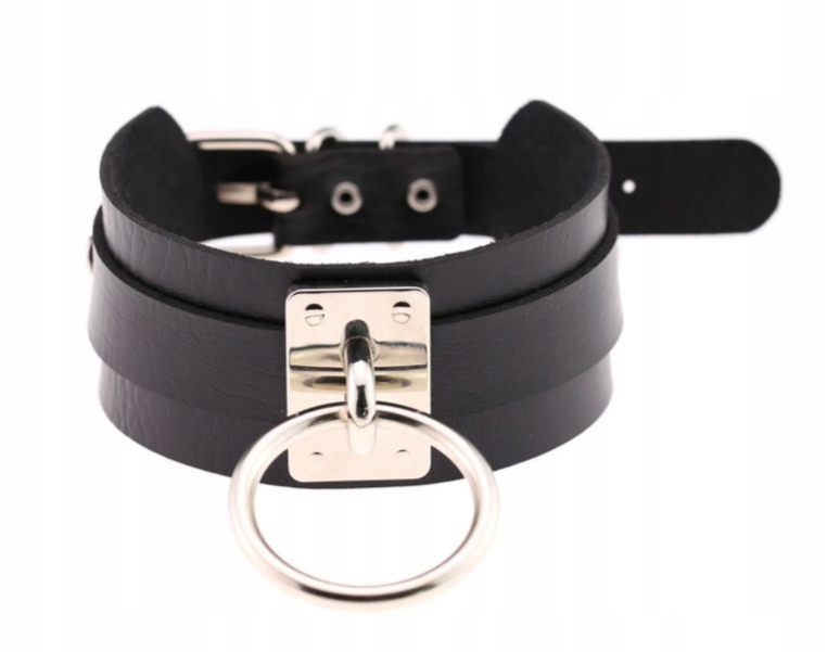 

Naszyjnik Choker Obroża Gothic Czarny Koło Srebrny