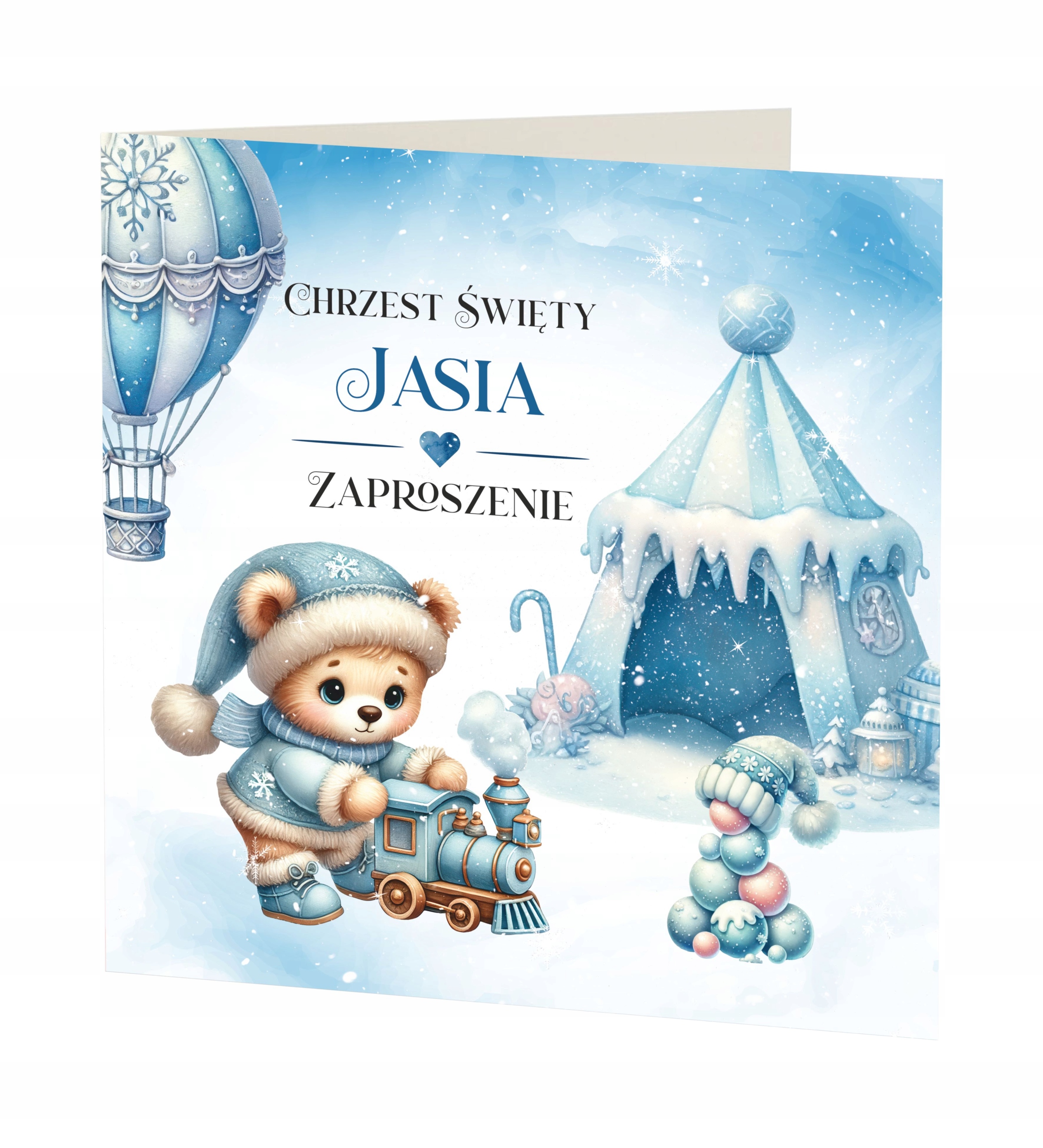 ZAPROSZENIE NA CHRZEST + KOPERTA + IMIĘ DZIECKA WERSJA ZIMOWA / ŚWIĄTECZNA Marka inna