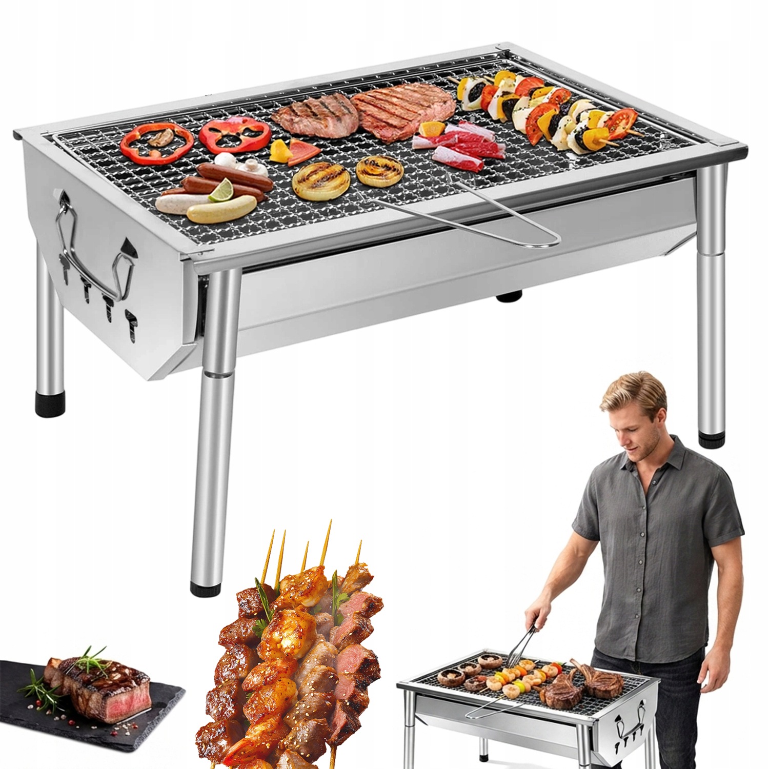 Skládací Gril Na Dřevěné Uhlí Turistický Přenosný Kemp Piknik Bivak 40X27 CM