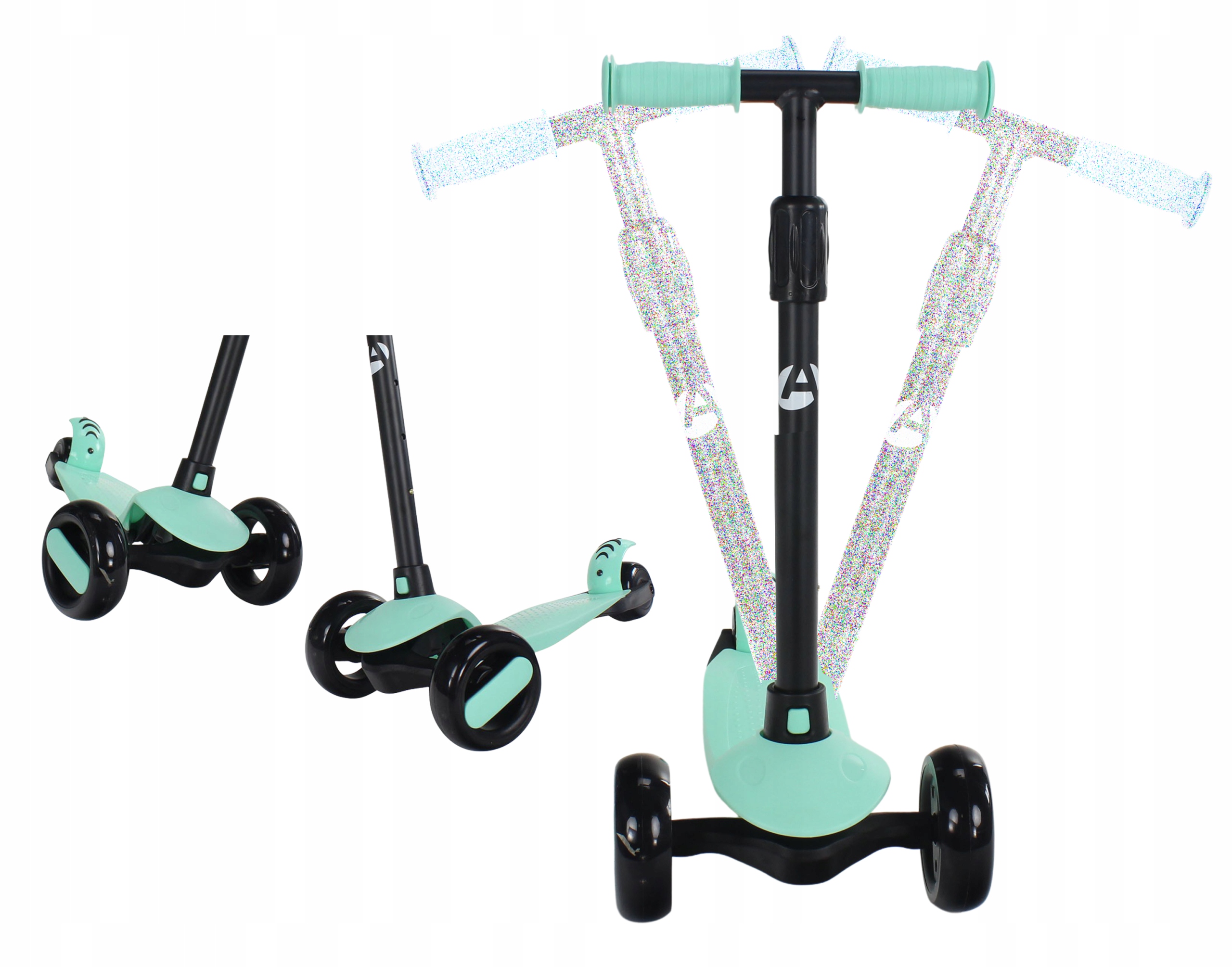 HULAJNOGA TRÓJKOŁOWA BALASTOWA SKŁADANA ŚWIECĄCE koła REGULOWANA KIEROWNICA Marka Aurora