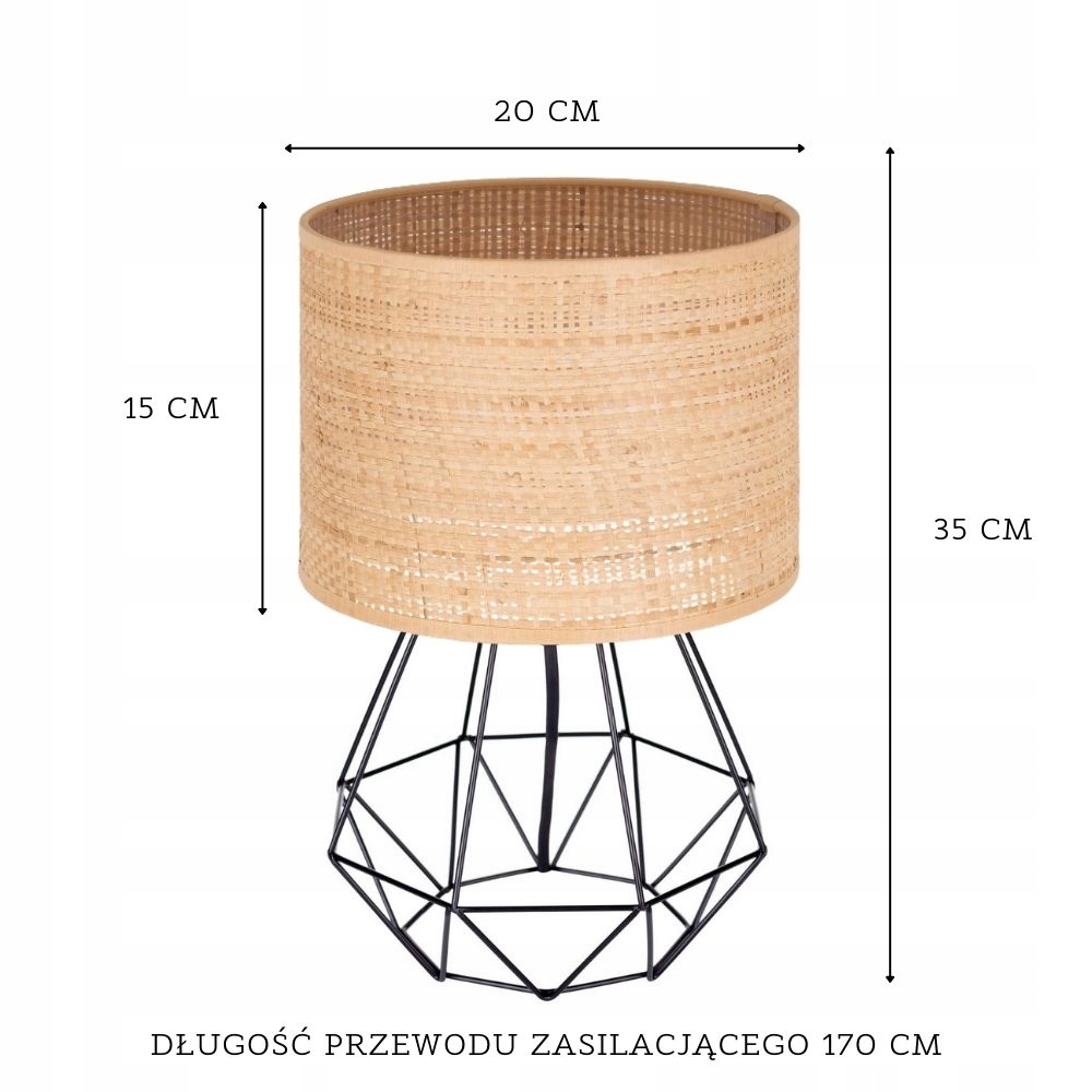 LAMPKA NOCNA STOŁOWA BIURKOWA RATAN RATTAN ABAŻUR Marka Moonlight