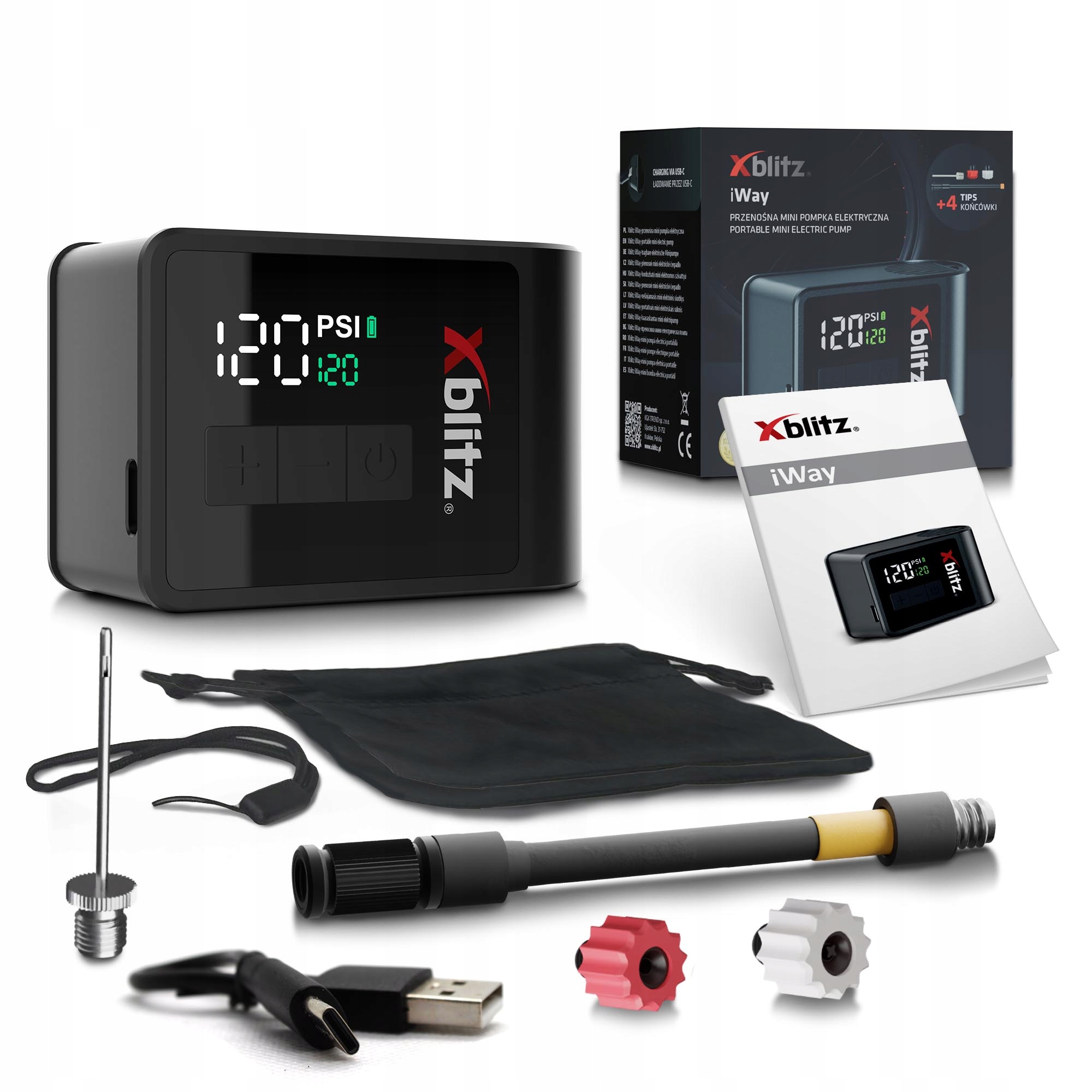 Bezdrátová Přenosná Mini Elektrická Pumpa Xblitz pro kolo