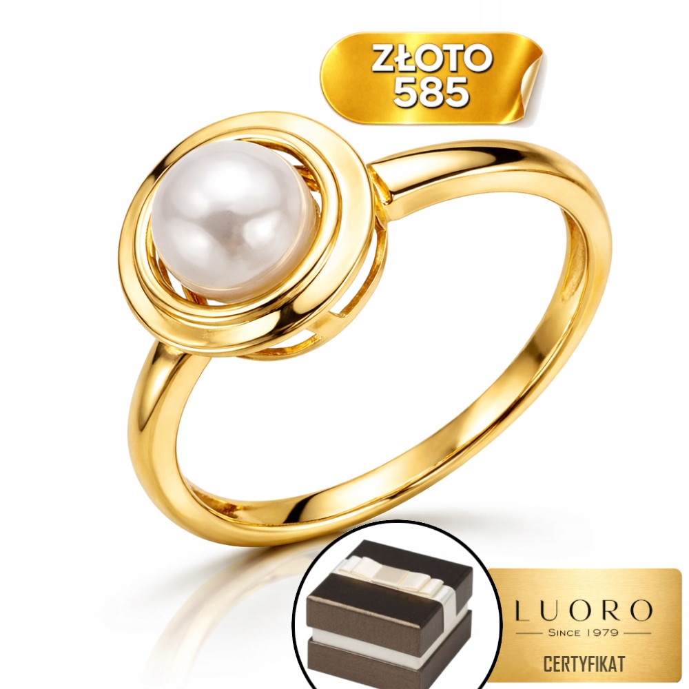 Prstýnek 585 14K S Přírodní Perlou, Elegantní, Klasický, R12