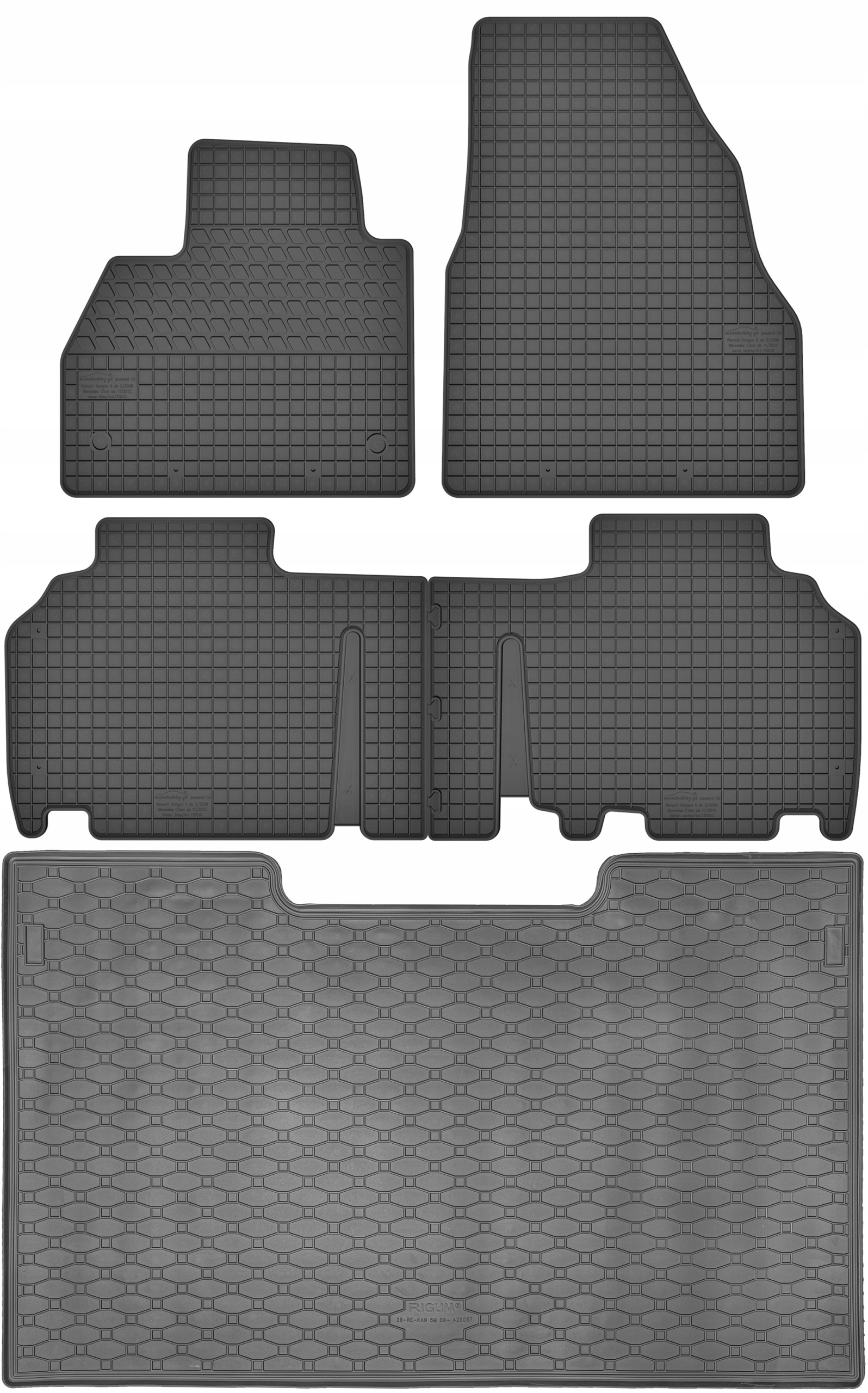 Renault Kangoo II 2008-2021 Van krátky L1 Sada Koberce batožinový priestor