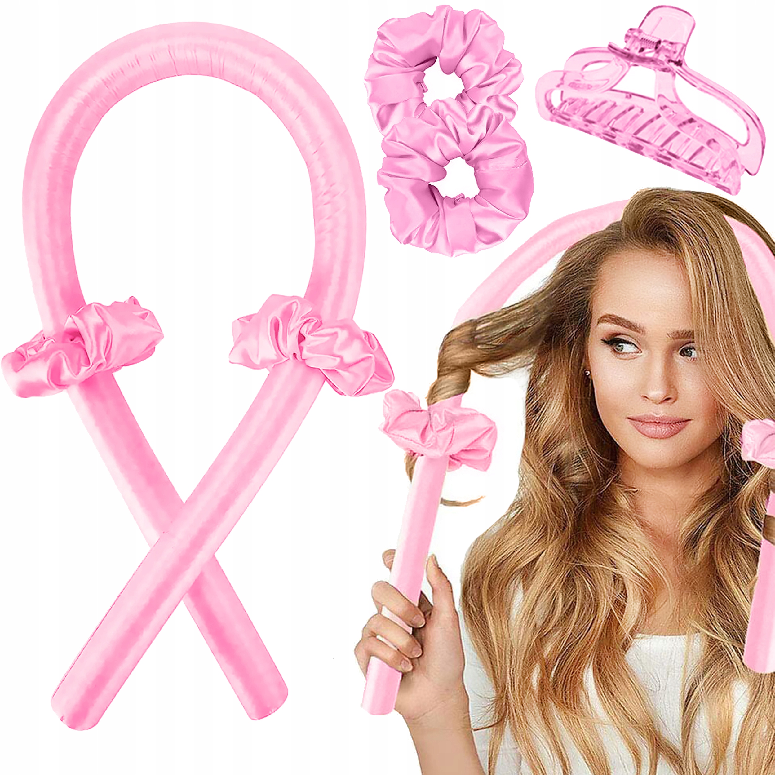 WAŁEK DO KRĘCENIA WŁOSÓW LOKÓW PAPILOTY LOKÓWKA + SPINKA KLAMRA + 2 GUMKI