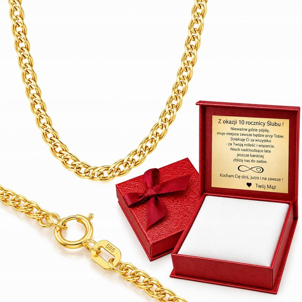 Złoty Łańcuszek Damski Diamentowany Monaliza 3,00 mm pr 585 Grawer