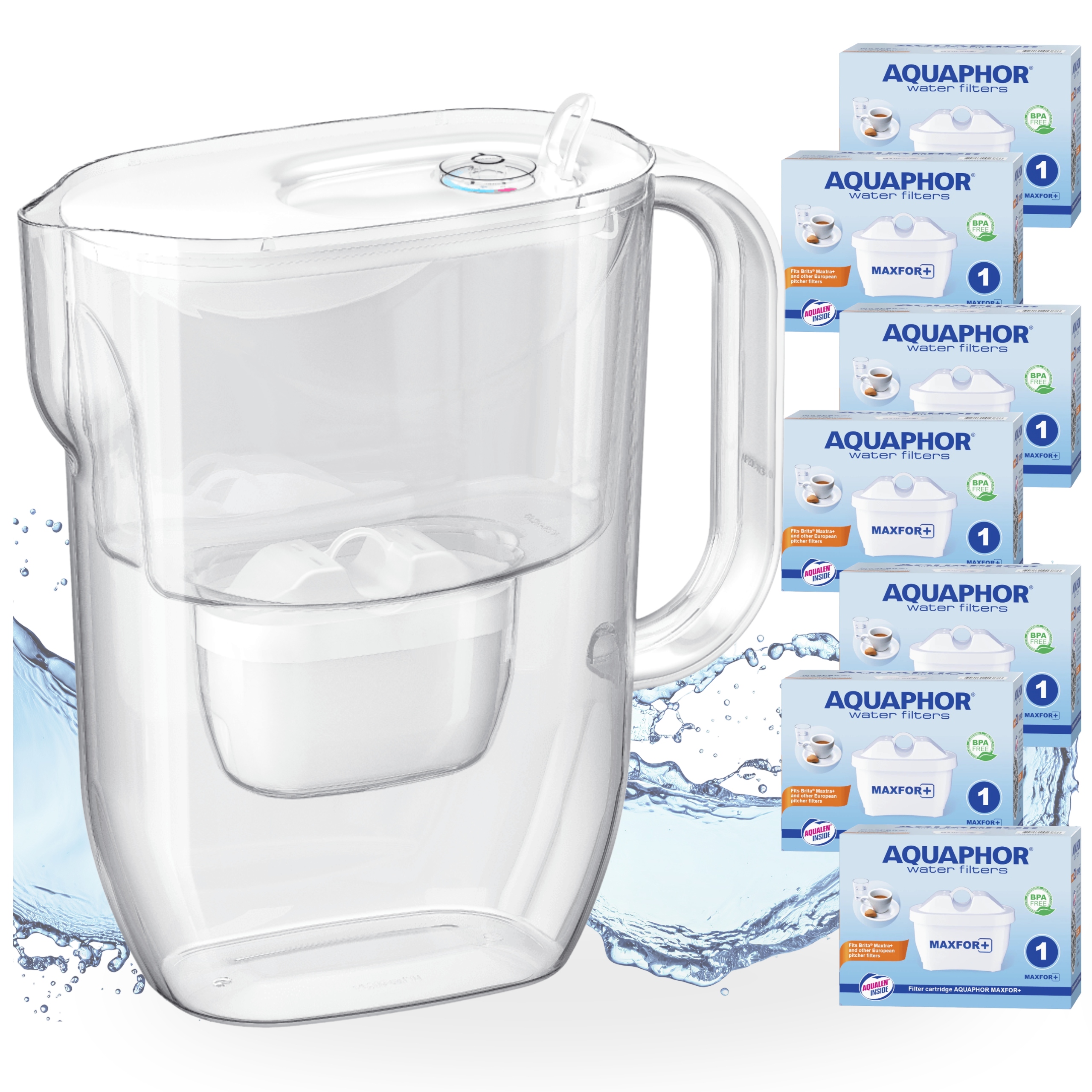 Filtrační konvice na vodu Aquaphor Fresh 3,2L bílá se 7 vložkami Maxfor+