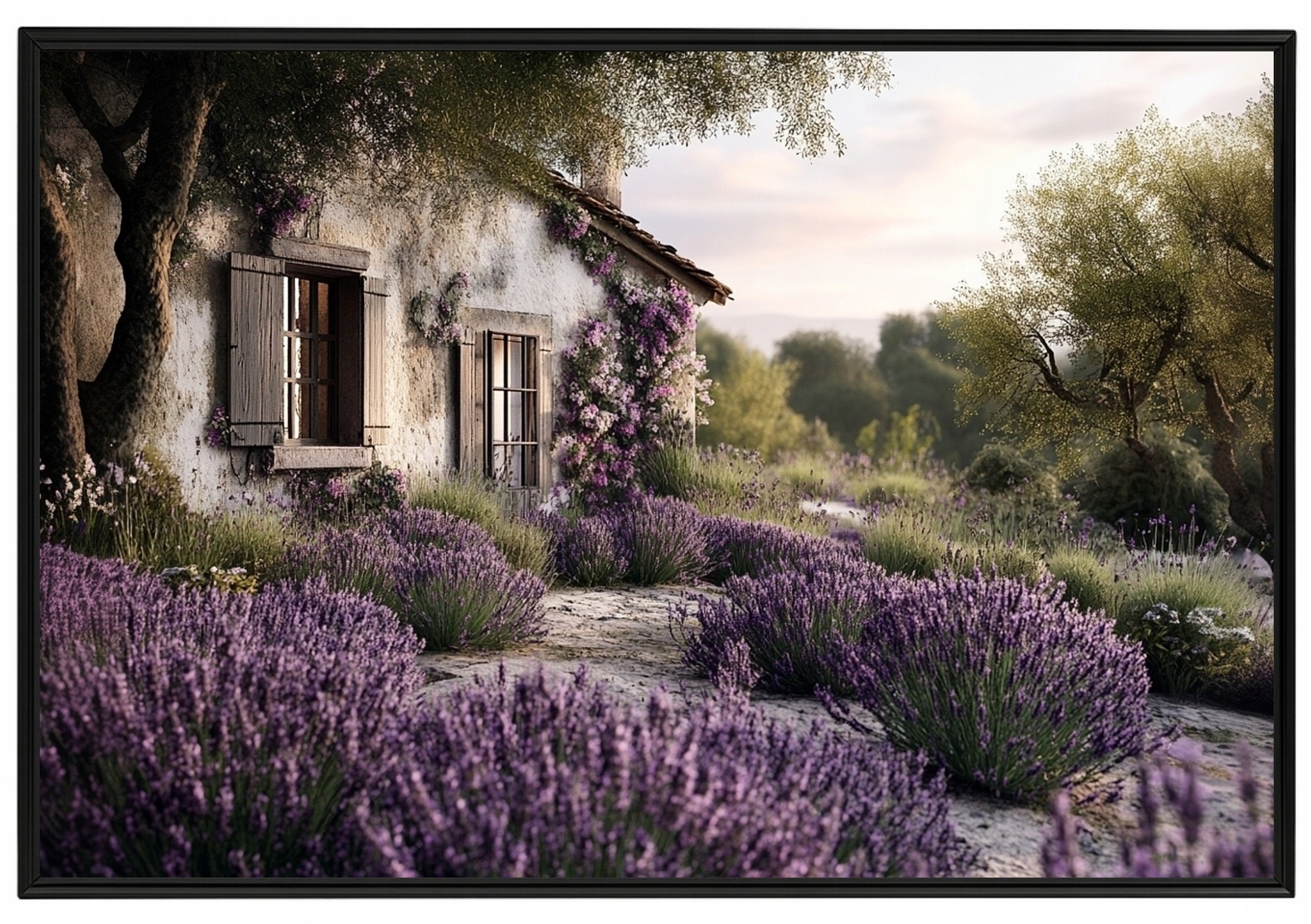 Plakát Rámeček Aluminium Krajina Francie Provence Dům Chatka Lawenda 60x40