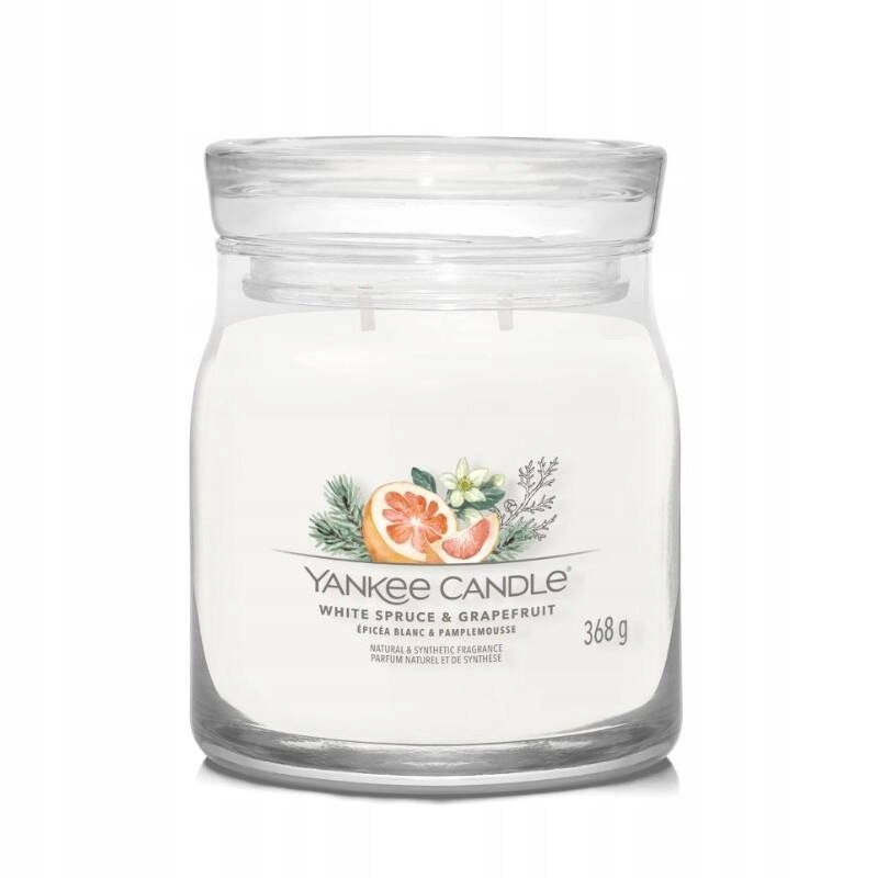 Yankee Candle White Spruce Grapefruit střední sójová svíčka s dvěma knoty 368 g
