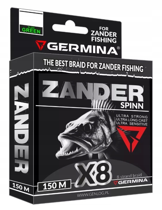 Plecionka Germina Zander Spinn X8 Green 0.14mm 150m
