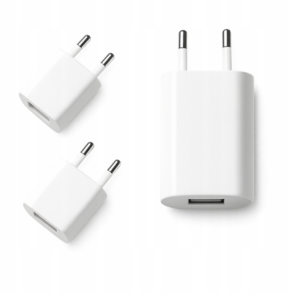 Ładowarka Sieciowa 5V 1A Płaska Kostka Wtyczka Usb Biała Uniwersalna