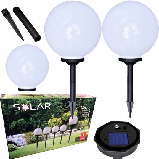 

2x Lampa Ogrodowa Led Solarna kula biała 10 CM
