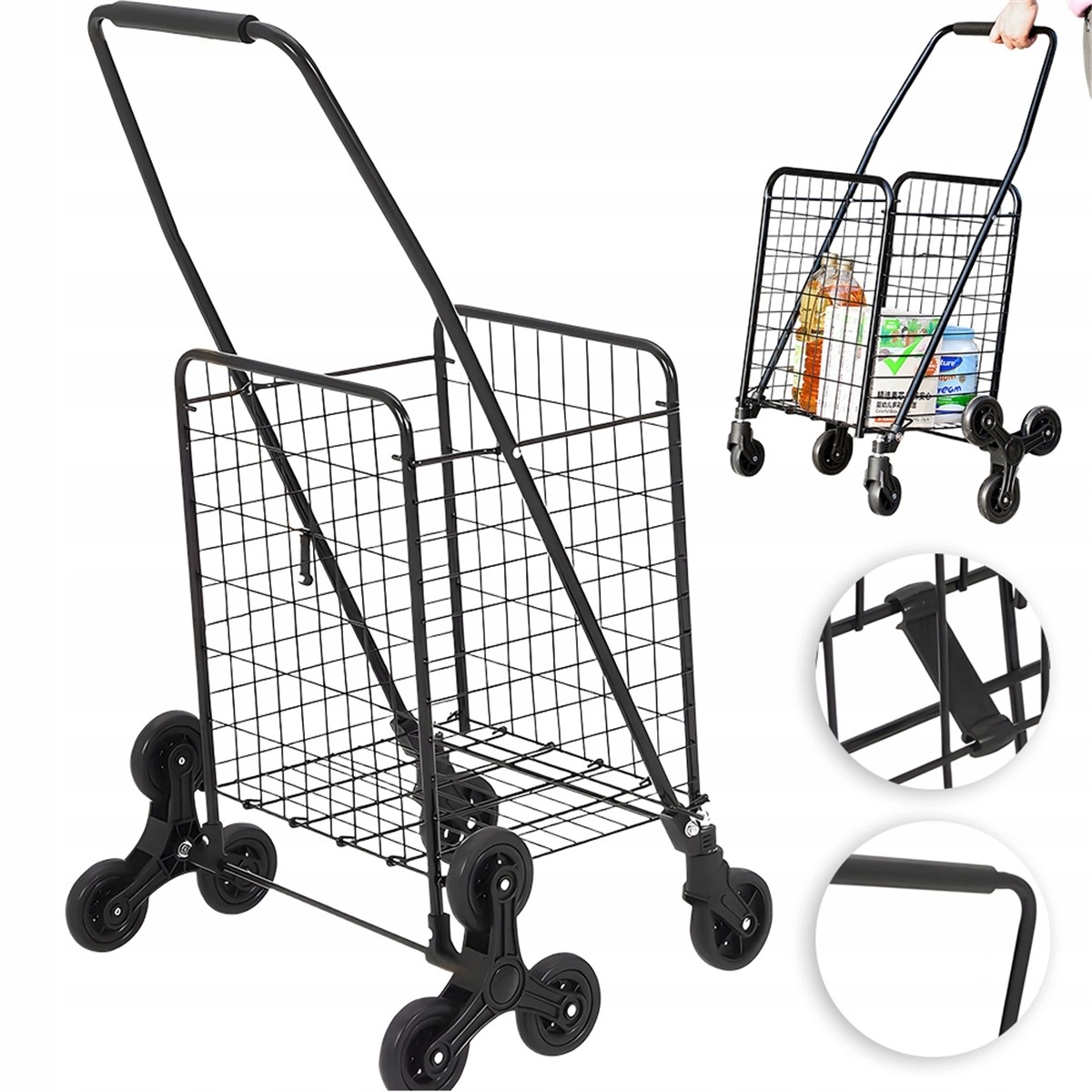 57L skládací vozík na 4 kolečkách s ergonomickou rukojetí pro domácnost i kancelář