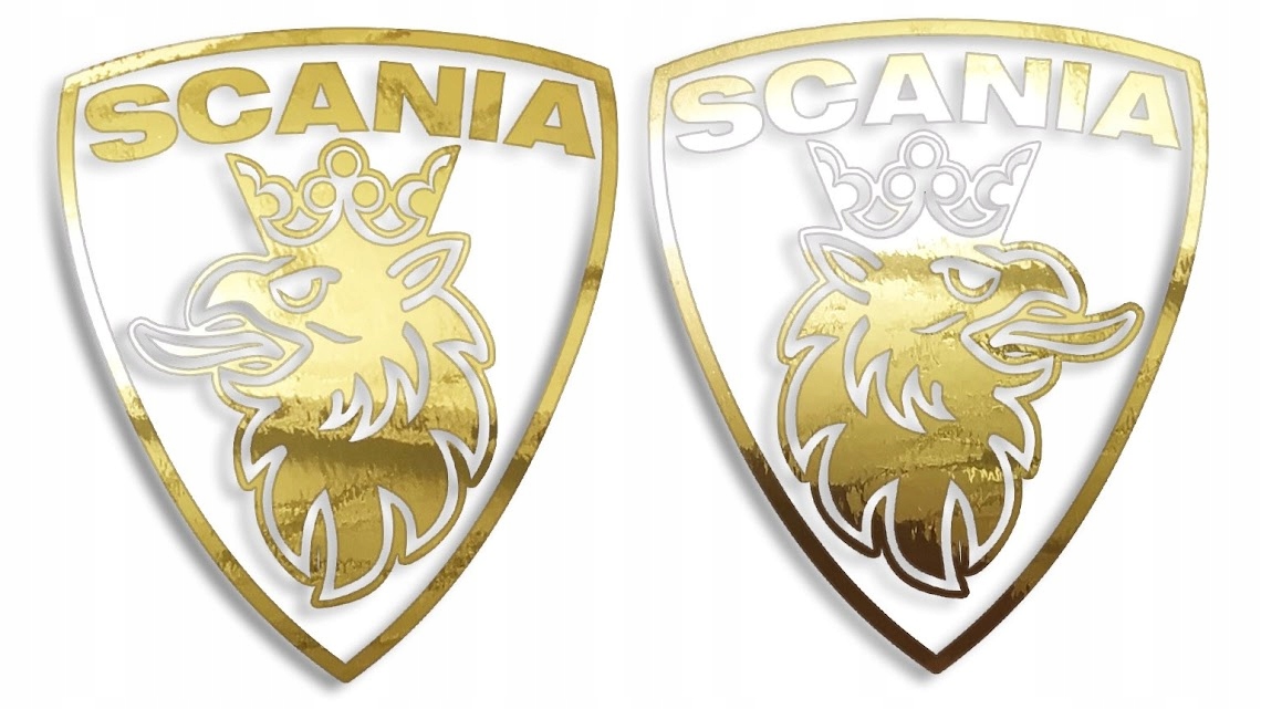 

Wycinana naklejka Scania herb komplet złoty chrom
