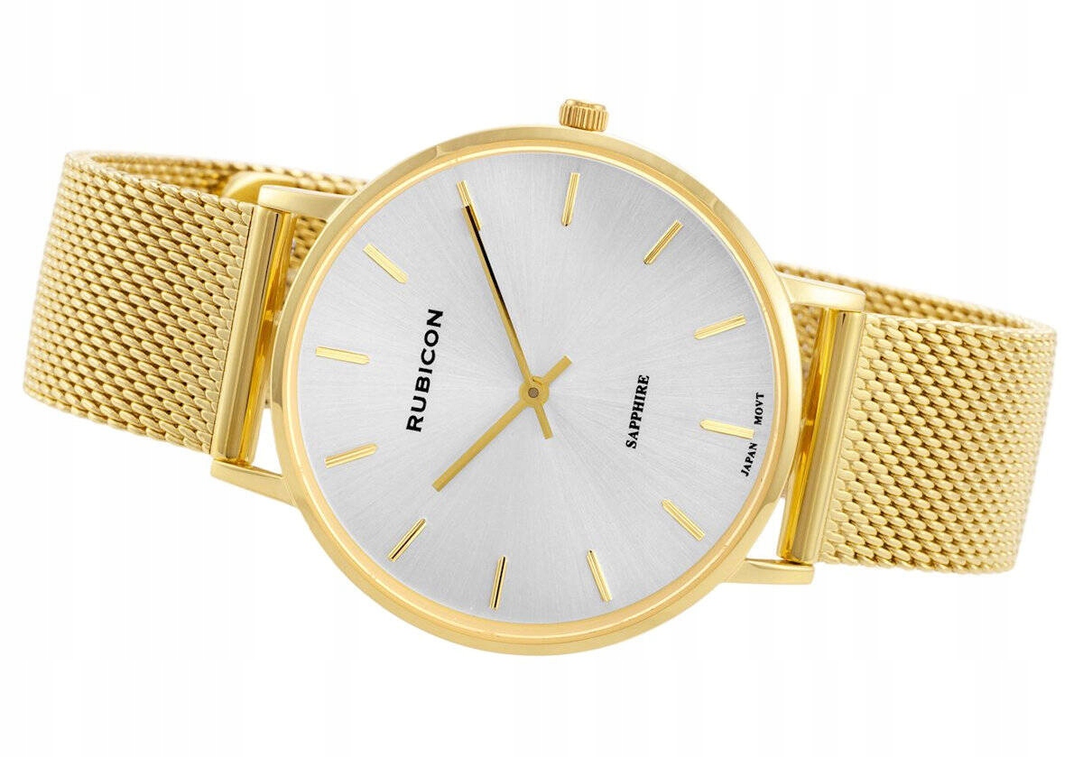 Elegantní Dámské Bižuterní Hodinky Rubicon RNBD76, Zlatý Mesh Saphire