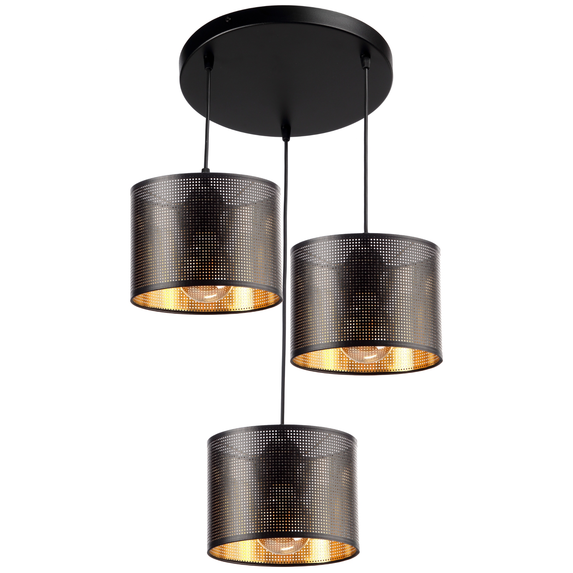 Závěsná Stropní Lampa S Ažurovým Stínítkem A Otvory, Talíř Led E27, Zlatá