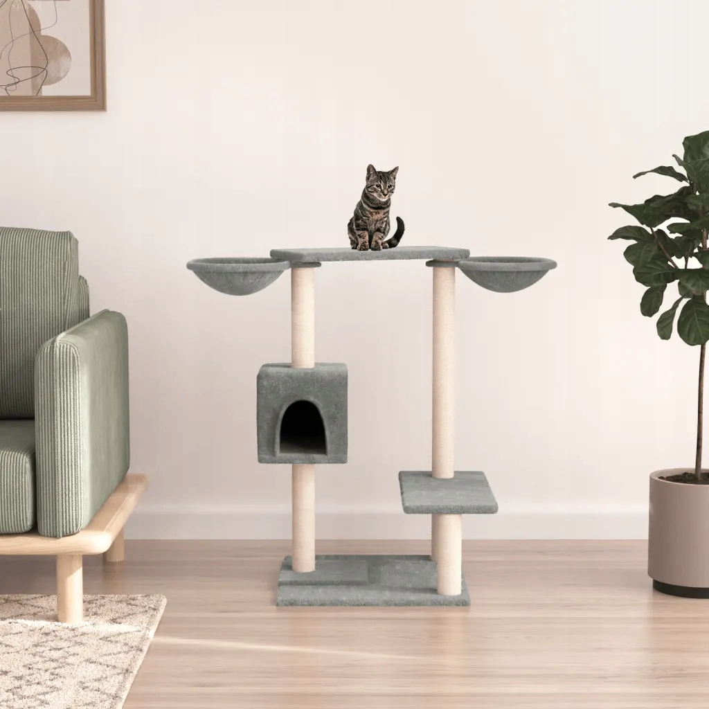 Petrashop Škrabadlo pro kočky se škrabacími sloupky světle šedé 82 cm Šedá