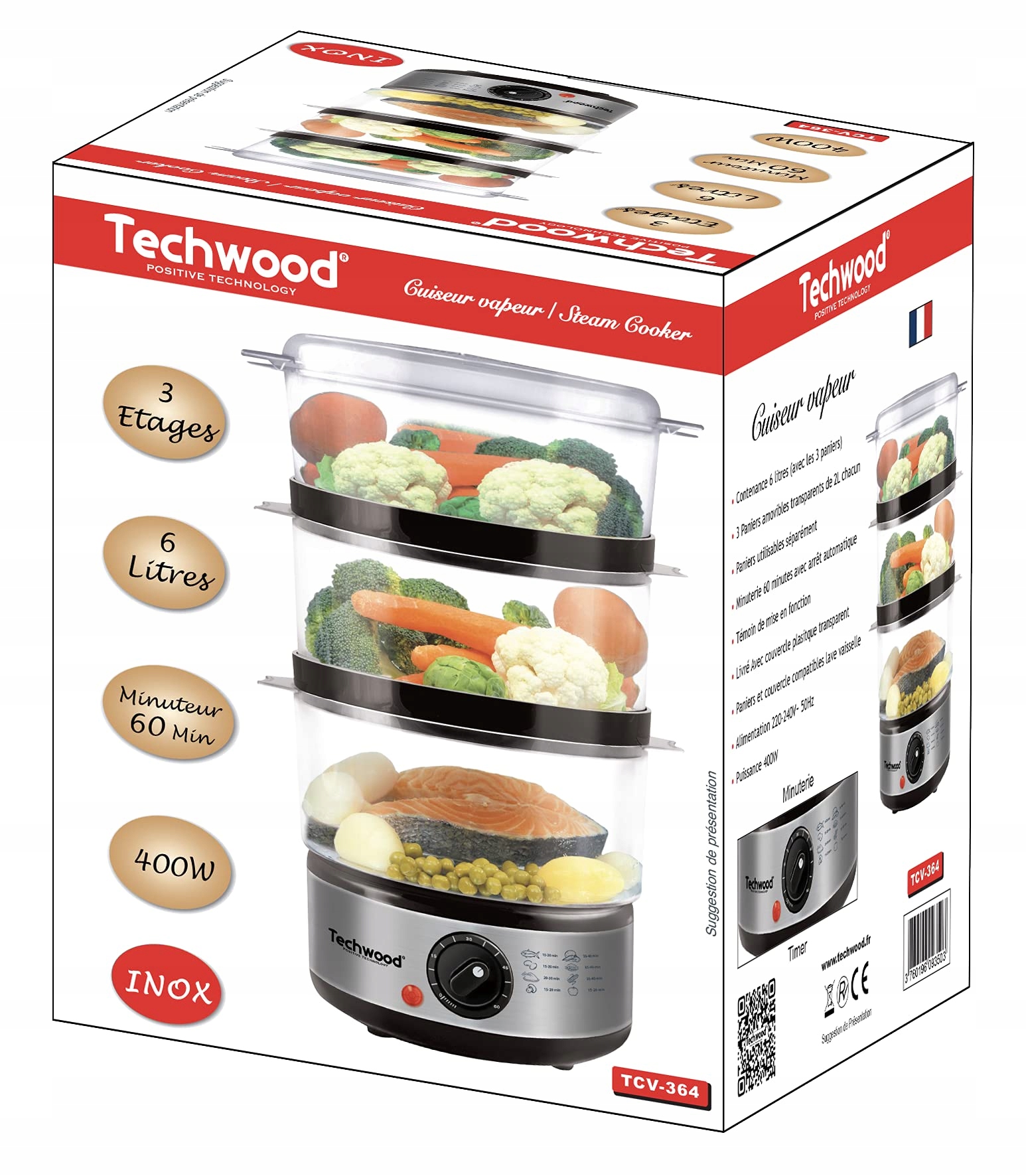 TECHWOOD Parowar Plastikowy 2 Litry Stal Nierdzewna — miniatura 4