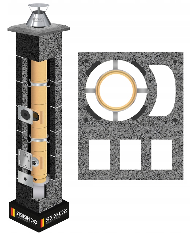 Keramický systémový komín Turbo 8 m fi 100 plyn olej systém KW+W3 49x60 cm