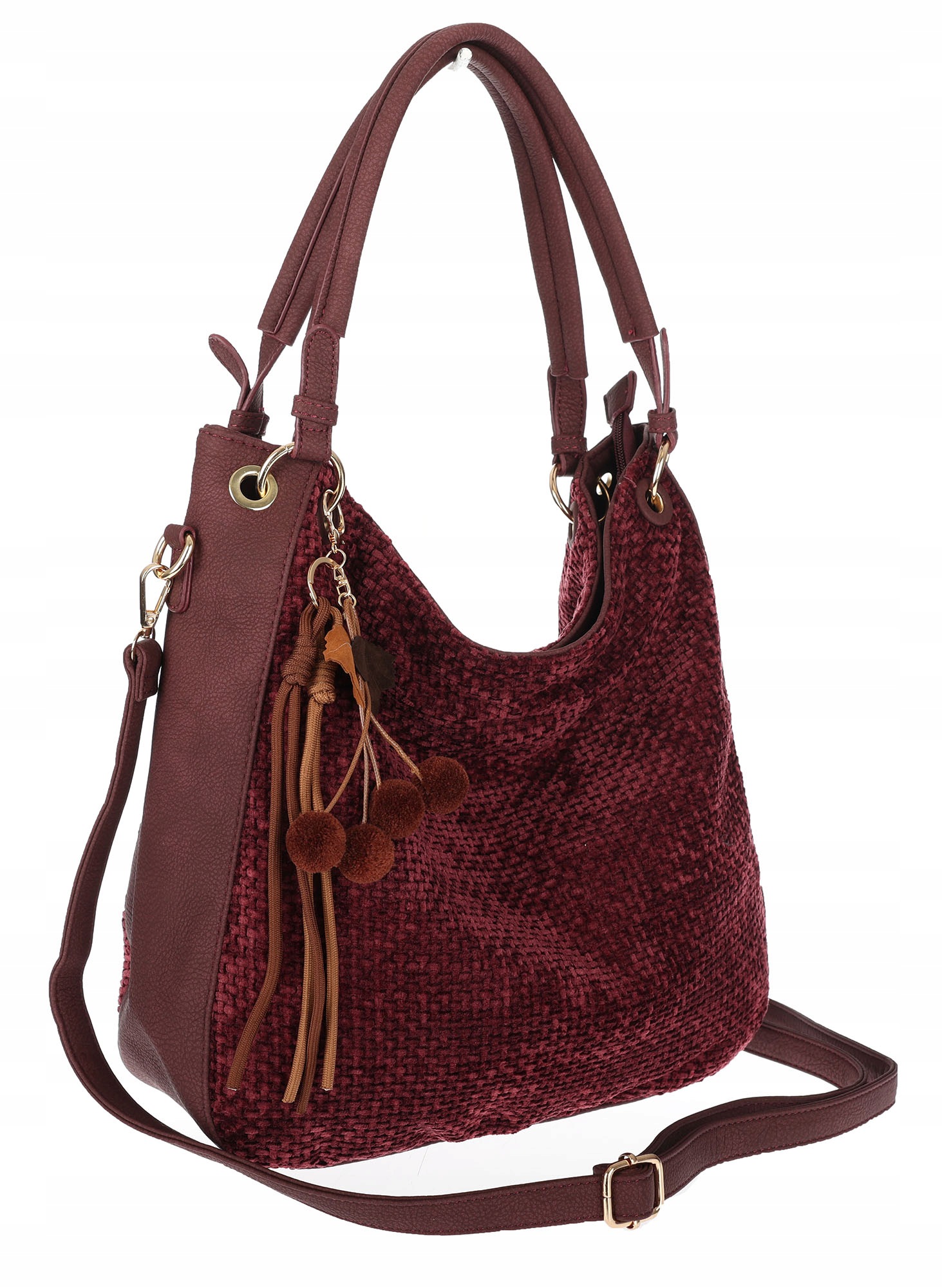 Dámská kabelka shopper semišová kabelka přes rameno LH622 Bordó