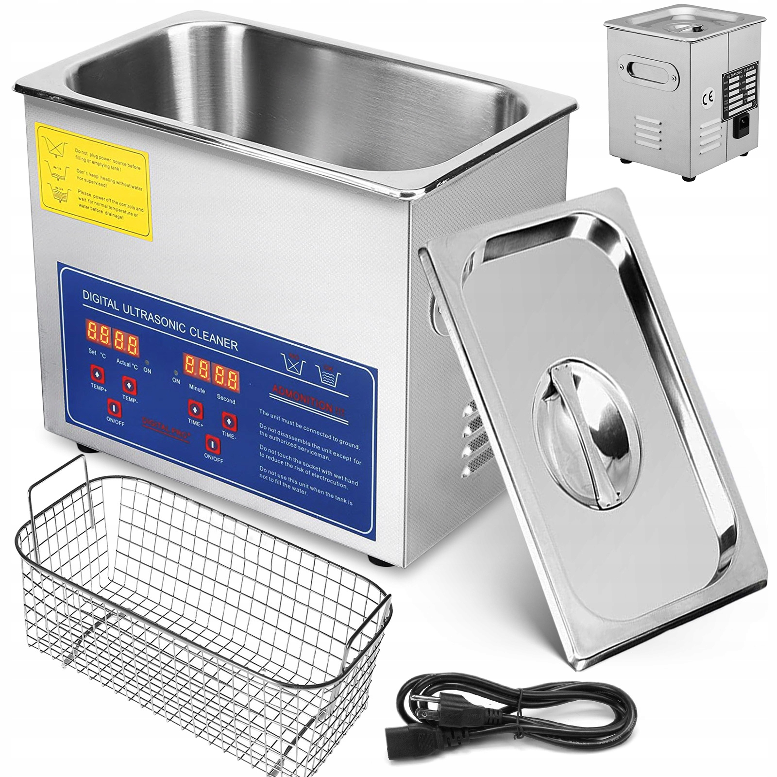 Ultrazvuková čistička 3L 40kHz 220W Digitální ohřev Časovač Košík
