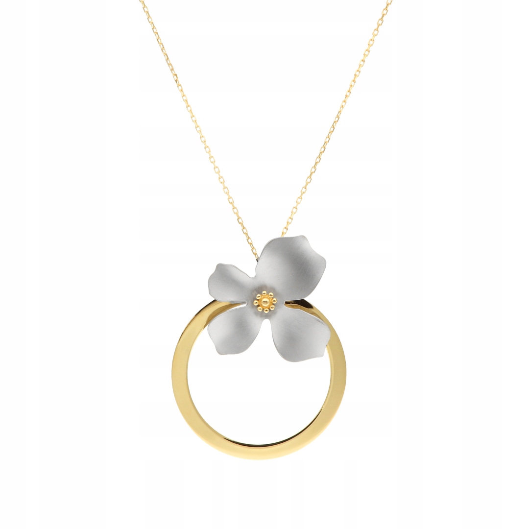 Náhrdelník květina titan stříbro pozlacený