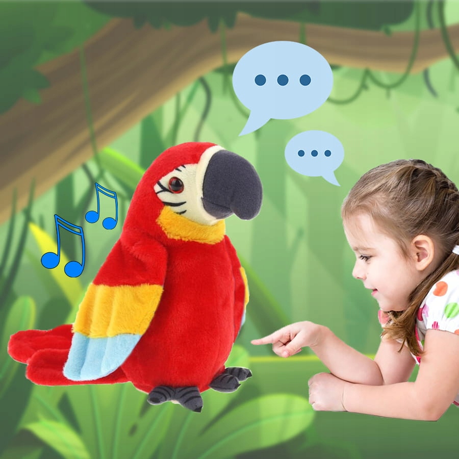 INTERAKTYWNA ZABAWKA GADAJĄCA PAPUGA POWTARZA SŁOWA Tańczy Przedrzeźniacz Materiał plastik tkanina