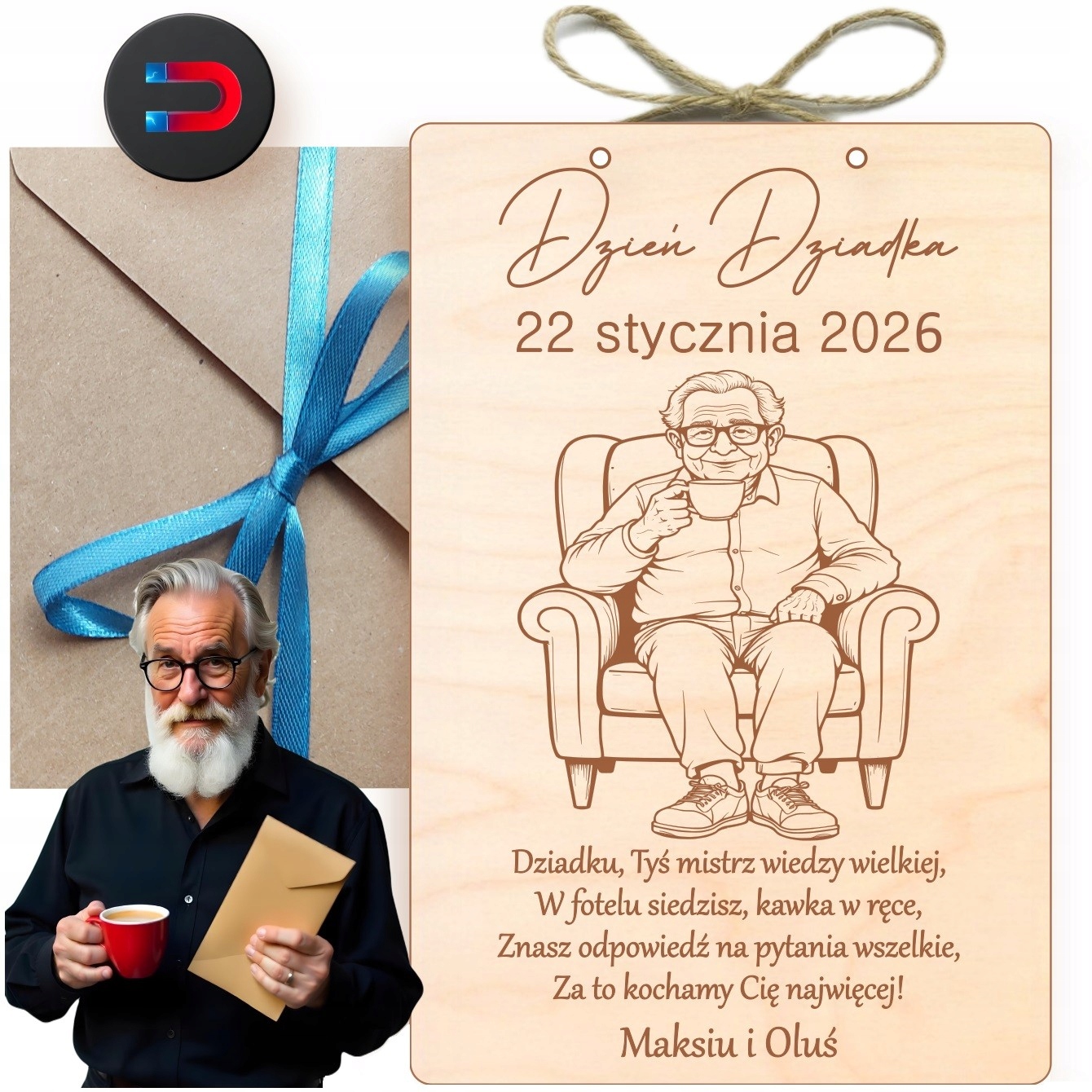 Gravírování Na Den Dědečka – Nápad Na Dárek – Cedulka S Přáním Magnet