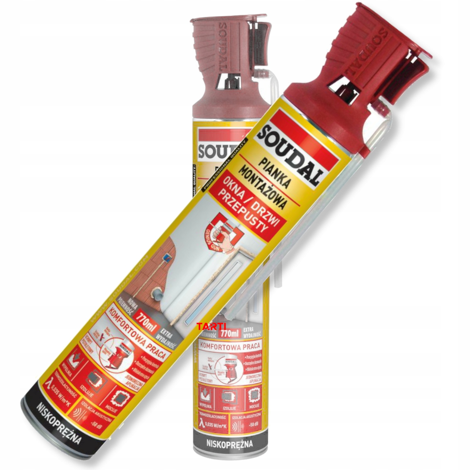 PIANA GENIUS GUN Z APLIKATOREM MONTAŻ-OWA NISKOPRĘŻNA USZCZELNIAJĄCA 770 ML