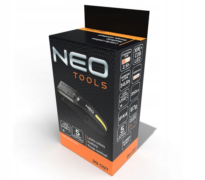 LATARKA CZOŁOWA LED BELT 2W1 99-097 NEO TOOLS Kod producenta 99-097