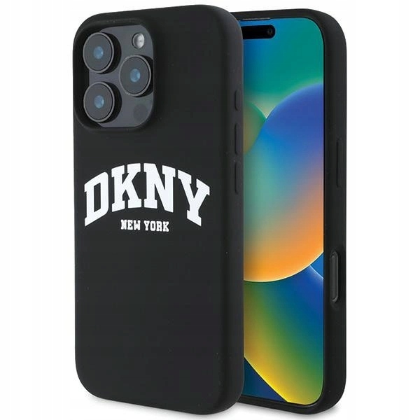 Pouzdro Dkny Silicone White Printed Logo MagSafe na iPhone 16 Pro Max černé