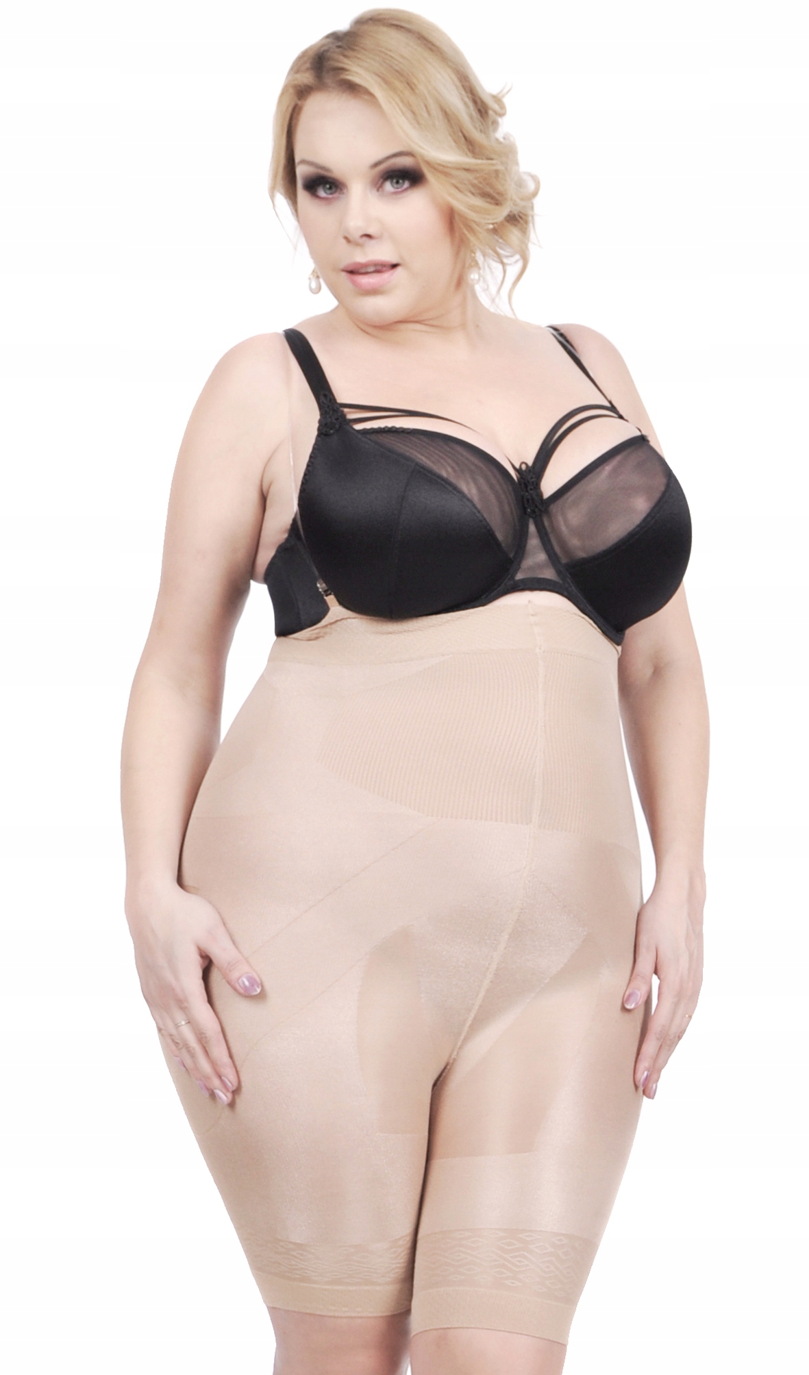 Orirose WYSOKIE Majtki mocno WYSZCZUPLAJĄCE brzuch MODELUJĄCE uda SIZE PLUS Wzór dominujący bez wzoru