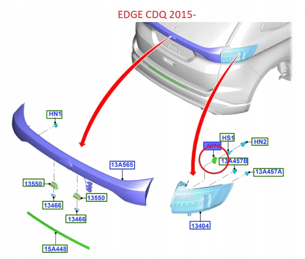 OSŁONA LAMPY TYLNEJ LEWEJ EDGE 2015- 2174766 ORG Jakość części (zgodnie z GVO) O - oryginał z logo producenta pojazdu (OE)