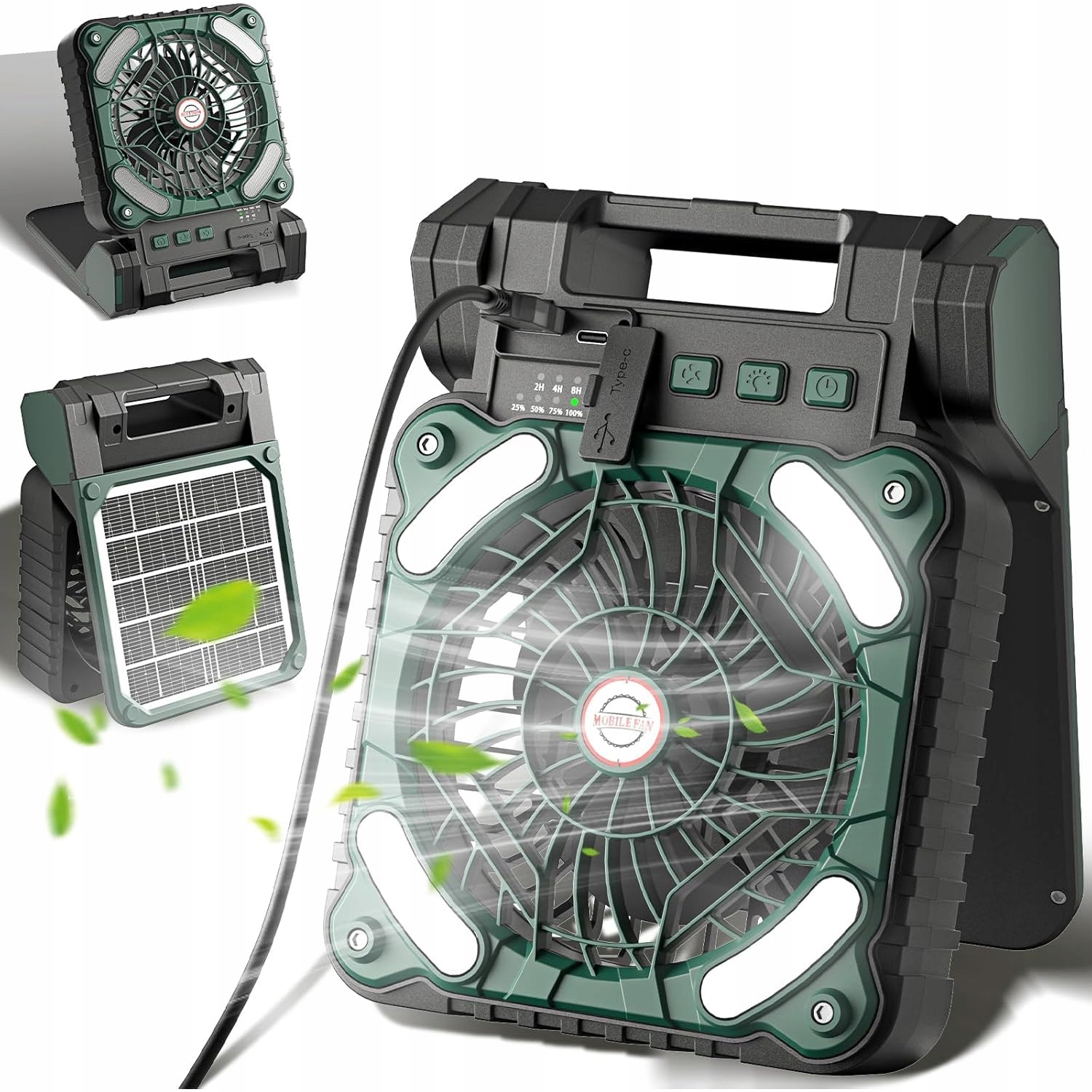 Solární Ventilátor Svítilna Turistický Větrák Kempingová Powerbanka 6000 mAh