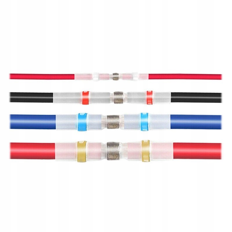 DUŻY ZESTAW SZYBKOZŁĄCZKI TERMOKURCZLIWE ZŁĄCZKI Z CYNĄ 100szt KOSZULKI Marka NE