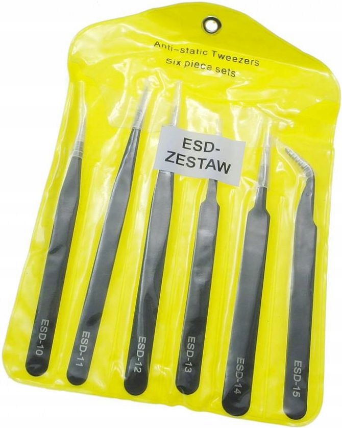 Zestaw pęset antystatycznych ESD 6 szt. ESD-ZESTAW Kod producenta NAR0442
