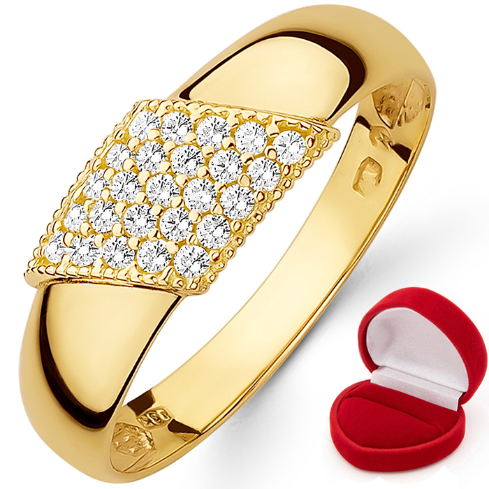 Złoty Pierścionek Z Cyrkoniami Swarovski 333 r 20