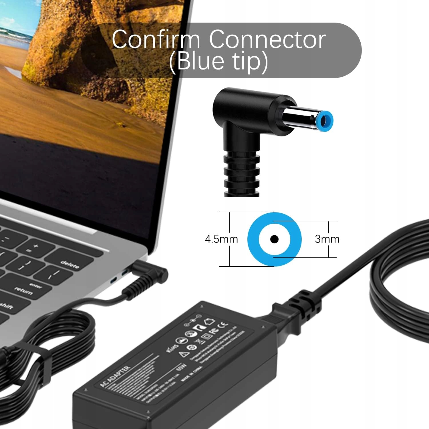 Zasilacz 19,5 V 3,33 A 65 W do ładowarki do laptopa HP