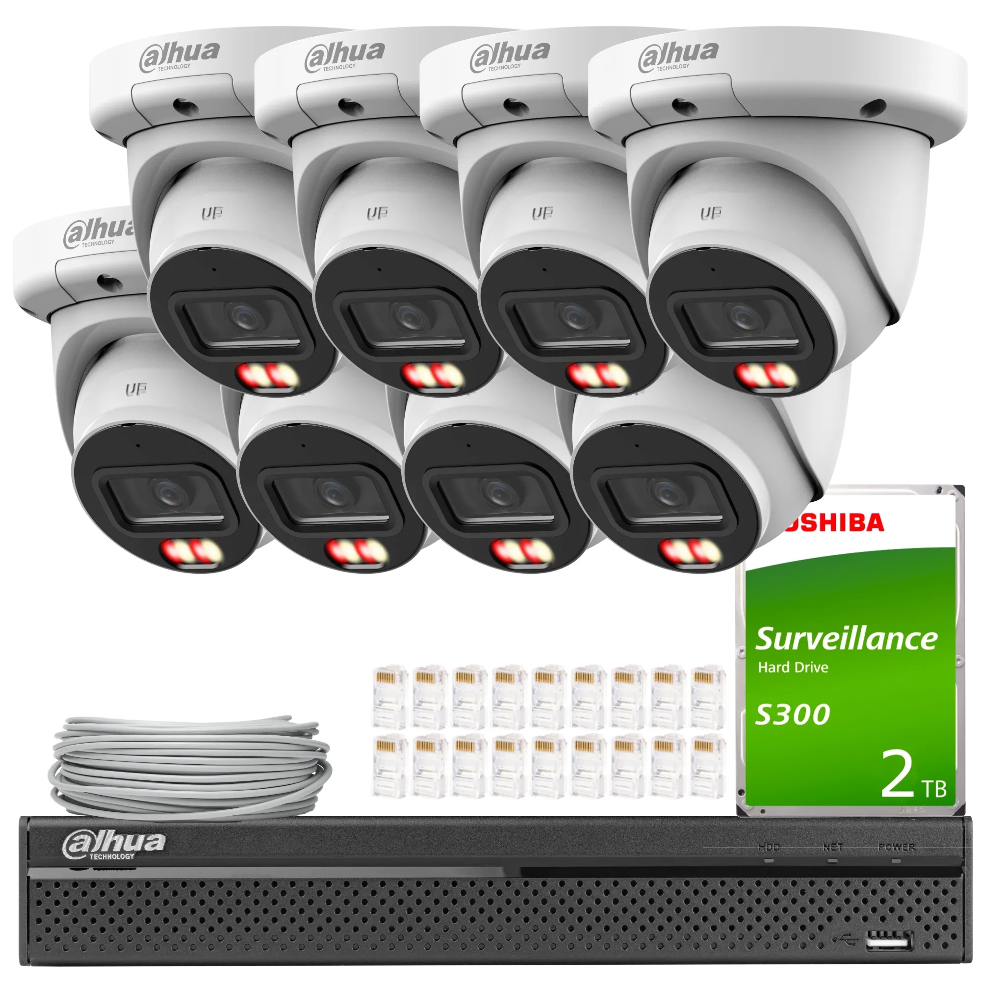 Sada Ip 8x IPC-HDW3649QM-S-IL-0280B 6MPx Ai Smart Dual Light Color Full