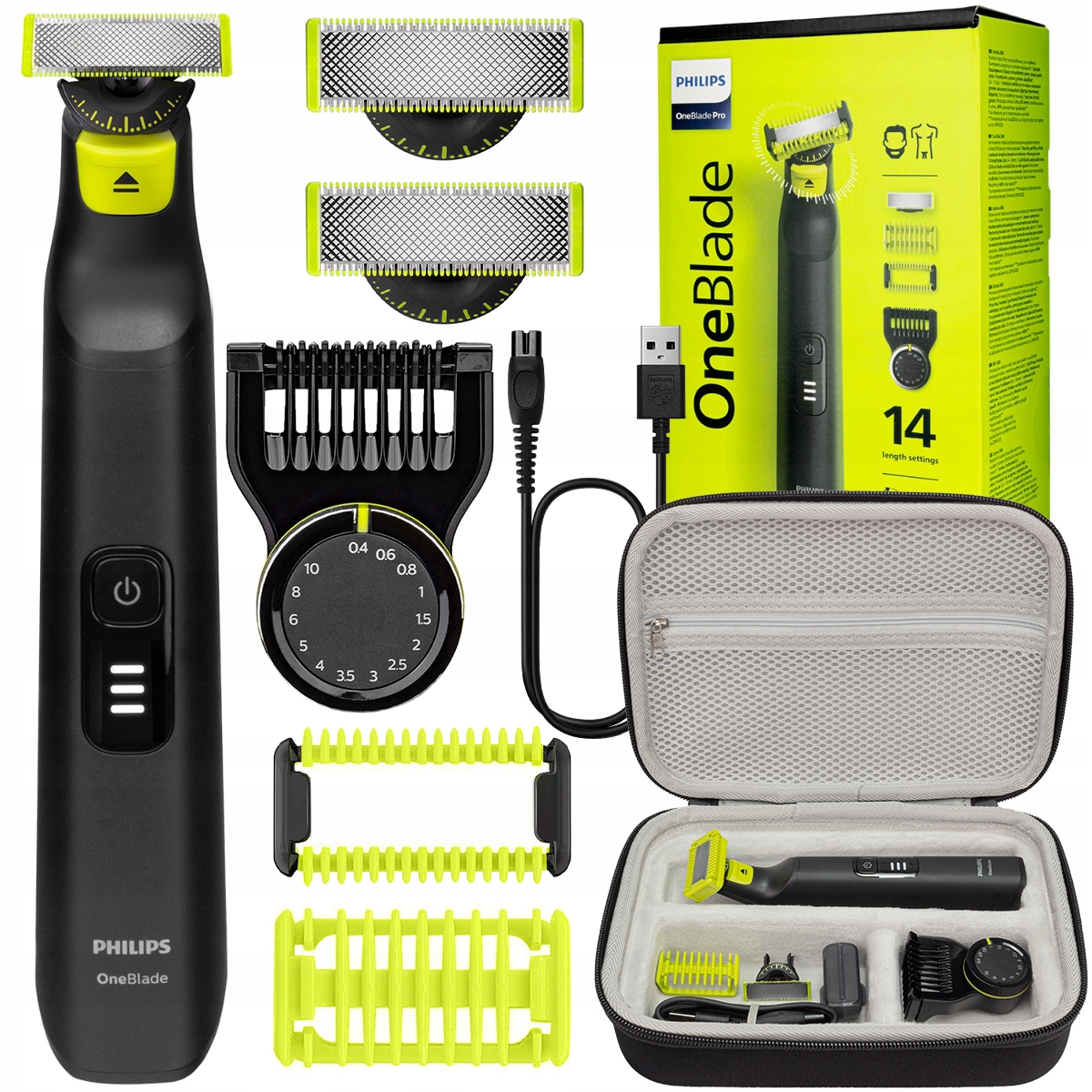 Holicí strojek Holicí Strojek Oneblade Pro 360 na obličej a tělo, Philips břity Pouzdro